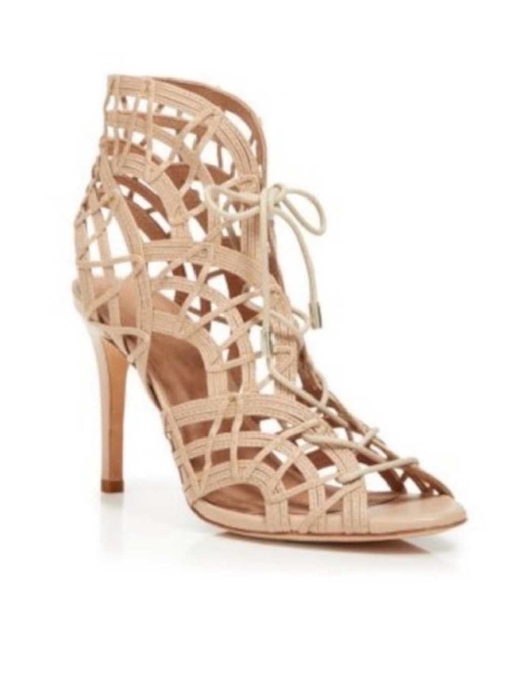 JOIE Women's Strappy Lace-Up Stiletto Sandals - Beige 37 (7).